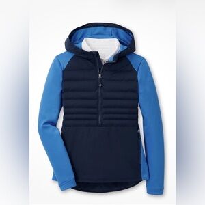 NWT Peter Millar Women’s Navy / Ábaco Blue Hooded Merge Half- Zip Small